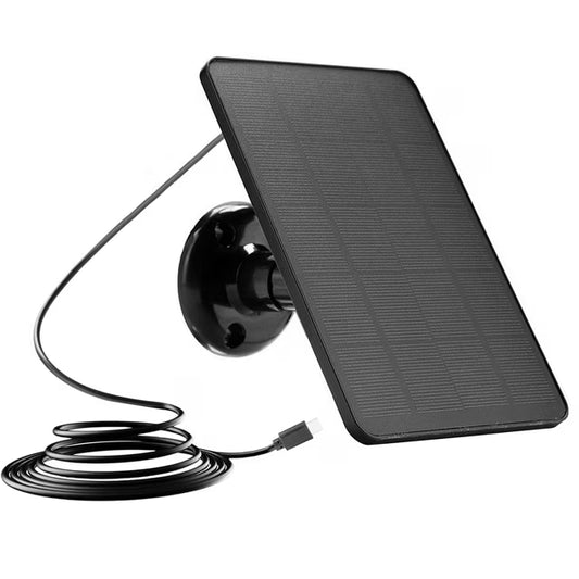 10W Solar Panels for Security Camera, USB C Port Solar Panel for DC 5V Outdoor Rechargeable Battery Camera Doorbell Light, 360° Adjustable Security Mount with 9.8ft Cable, IP65 Waterproof, Black