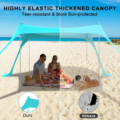 Beach Tent Canopy 10'x10' Sun Shelter for 6-8 Person Beach Canopy Tent Sun Shade Easy Setup Beach Shade Canopy Portable Beach Tent UPF 50+ Waterproof