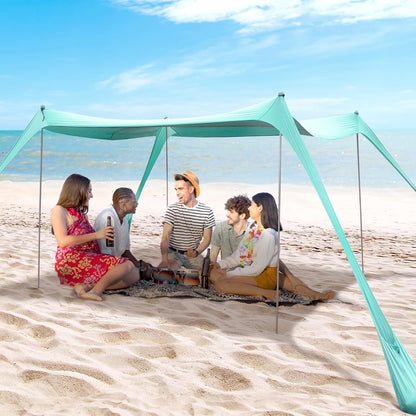 Beach Tent Canopy 10'x10' Sun Shelter for 6-8 Person Beach Canopy Tent Sun Shade Easy Setup Beach Shade Canopy Portable Beach Tent UPF 50+ Waterproof