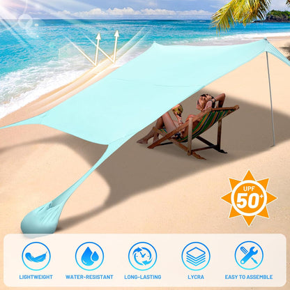 Beach Tent Canopy 10'x10' Sun Shelter for 6-8 Person Beach Canopy Tent Sun Shade Easy Setup Beach Shade Canopy Portable Beach Tent UPF 50+ Waterproof