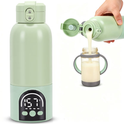 Portable Milk Warmer for Travel – Adjustable Temperature for Breast Milk & Water,Baby Bottle Warmer with Night Light, 17 Ounces,Green