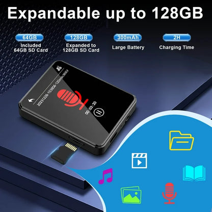 64GB MP3 Player with Bluetooth 5.2, Full TouchScreen 2.4" Portable MP3 Player with HD Speaker, FM Radio, HiFi Sound Digital Music Player with Voice Recorder & Expandable SD Card Slot, E-Book