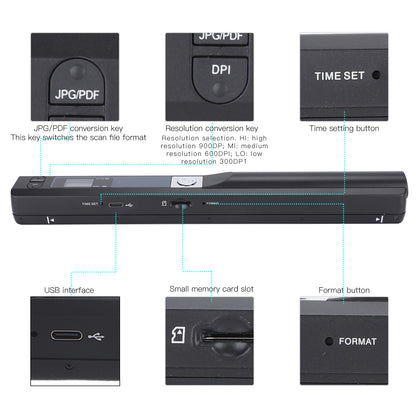 Portable Scanner A4 Document Scanner 900DPI Handheld Scanner JPG/PDF Formate LCD Display for Business Photo Picture Receipts Books (Black)