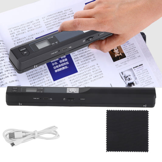 Portable Scanner A4 Document Scanner 900DPI Handheld Scanner JPG/PDF Formate LCD Display for Business Photo Picture Receipts Books (Black)