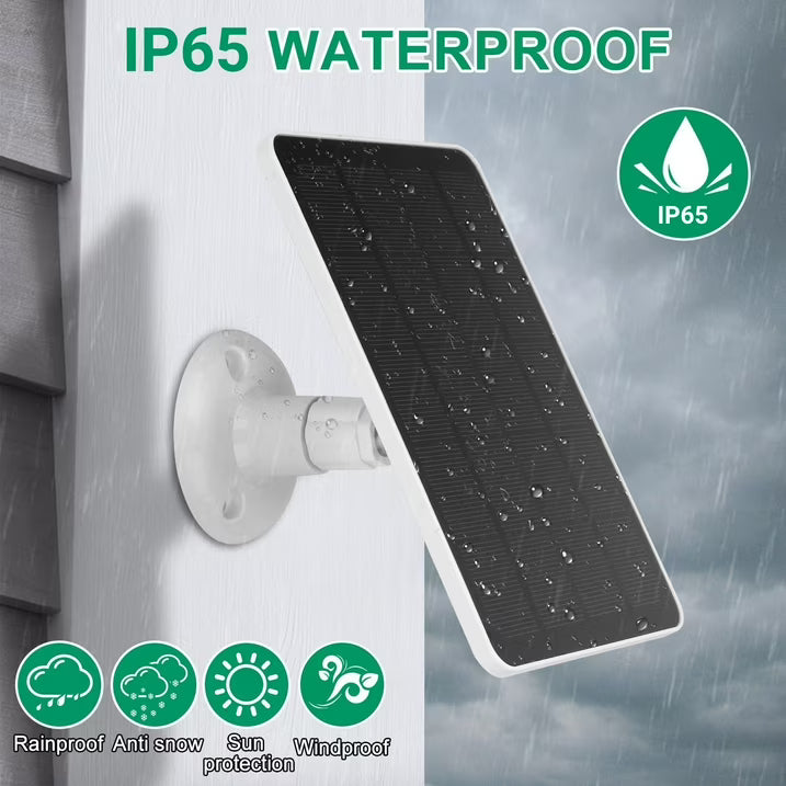 10W Solar Panel for Security Camera, USB C Port Solar Panel for 5V Outdoor Rechargeable Battery Camera Doorbell Light, 360° Adjustable Security Mount, 9.8ft Cable, IP65 Waterproof Rating