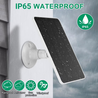 10W Solar Panel for Security Camera, USB C Port Solar Panel for 5V Outdoor Rechargeable Battery Camera Doorbell Light, 360° Adjustable Security Mount, 9.8ft Cable, IP65 Waterproof Rating