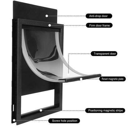Pet Door Extra Large (Outer Size 15"x19.7") 2 Way Door Sturdy Panel for Pet Up to 100lb (Black)