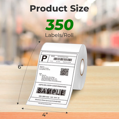 4" x 6" Direct Thermal Labels, 350 Pcs/1 Rolls Shipping Labels Roll for Shipping & Mailing, Commercial Grade Perforated White and Permanent Adhesive, Compatible with Most Thermal Printers