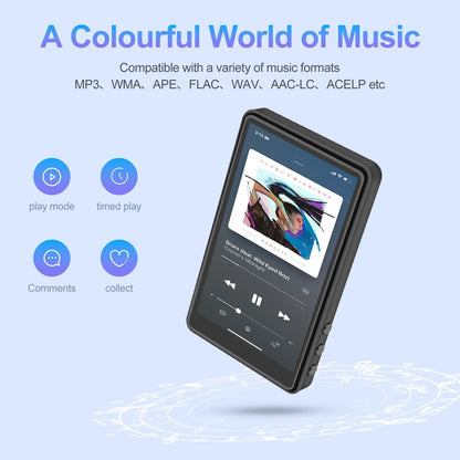 272GB MP3 Player with Bluetooth, 4.0 in Full Touchscreen MP4 Player, Voice Recorder, Portable HiFi Sound MP3 Music Player with Earphones, E-book, Picture, Built-in HD Speaker, Black