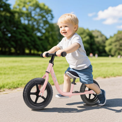12-Inch Balance Bike No Pedal Lightweight Bike for Boys Girls 1.5 to 4 Years Old, Toddler Bike with Adjustable Seat, Carry Handle