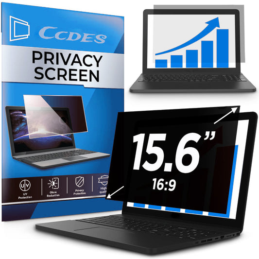 15.6" Laptop Privacy Screen Filter for 16:9 Widescreen Computer Monitor Screen Protector Film, 15.6 Inch Monitor Privacy Shield and Anti-Glare Protector, Anti-Scratch, Anti Blue Light Filter