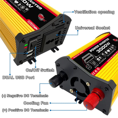 OTVIAP 3000 Watts Power Inverter, DC 12v to AC 110V Car Inverter Dual with 4.1A 2 USB Ports