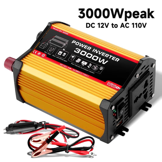 OTVIAP 3000 Watts Power Inverter, DC 12v to AC 110V Car Inverter Dual with 4.1A 2 USB Ports