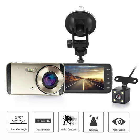 Dual Cam, 4" LCD Screen with Ultra-Wide Angle Lens, Front and Rear 1080P Camera