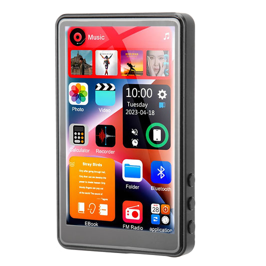 16GB Mp3 Player with Bluetooth, 4.0" Touch Screen Music Player with Speaker, Portable HiFi Sound MP4 MP3 Player for Kids with Earphones, Voice Recorder, E-book, Picture, Up to 256 GB, Black
