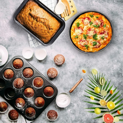 6 Pieces Baking Pans Set Non Stick Bakeware Sets Stackable, Toaster Oven Safe for Home Baking, Roasting, Easy to Release, Holiday Gifts for Kitchen