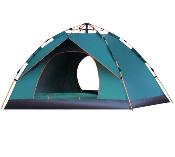 Instant Pop Up Camping Tent for 3-4 People, Family Outdoor Tent with Double Doors, Water-resistant & Sun Protection, Dark Green