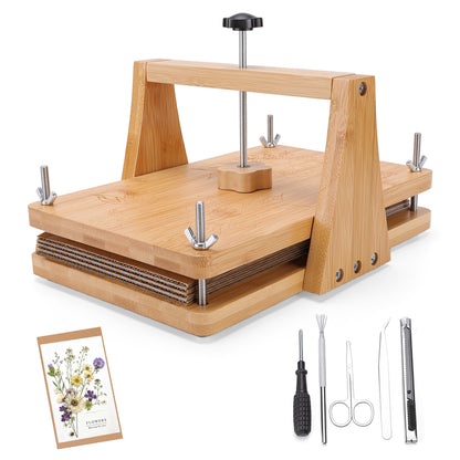 Wooden Flower Press Kit 10.8" x 6.9" Modular Layer Plant Press for Dried Flowers Plant Preservation for DIY Arts Dried Flowers Craft Tool