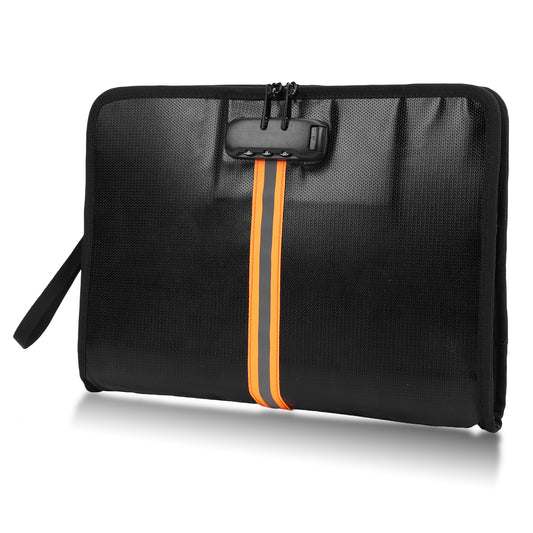 Fireproof Document Bag,13"×9.2" Fireproof Money Bag,with Combination Lock,Suitable for Tablets, A4 Documents, Cash, Mobile Phones, Credit Cards and Files,Orange