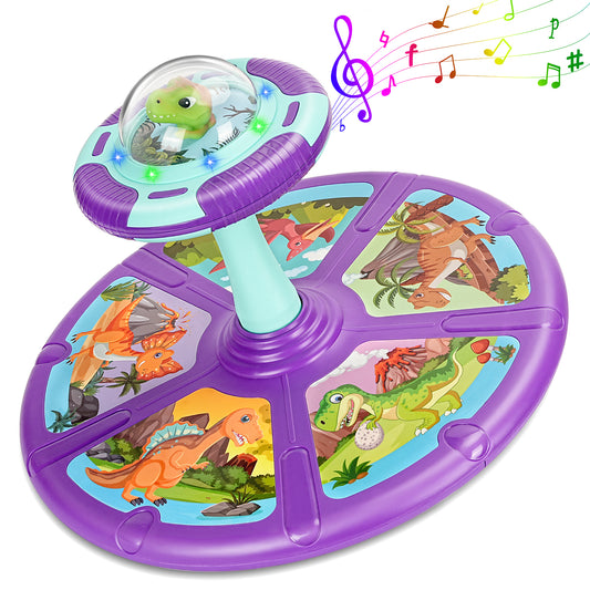 Dinosaur Sit and Spin, 360° Sit and Spin, Toddler Toy Age 1 2 3 with LED & Music, Birthday Gift for Boy Girl 18 Months +, Toddler