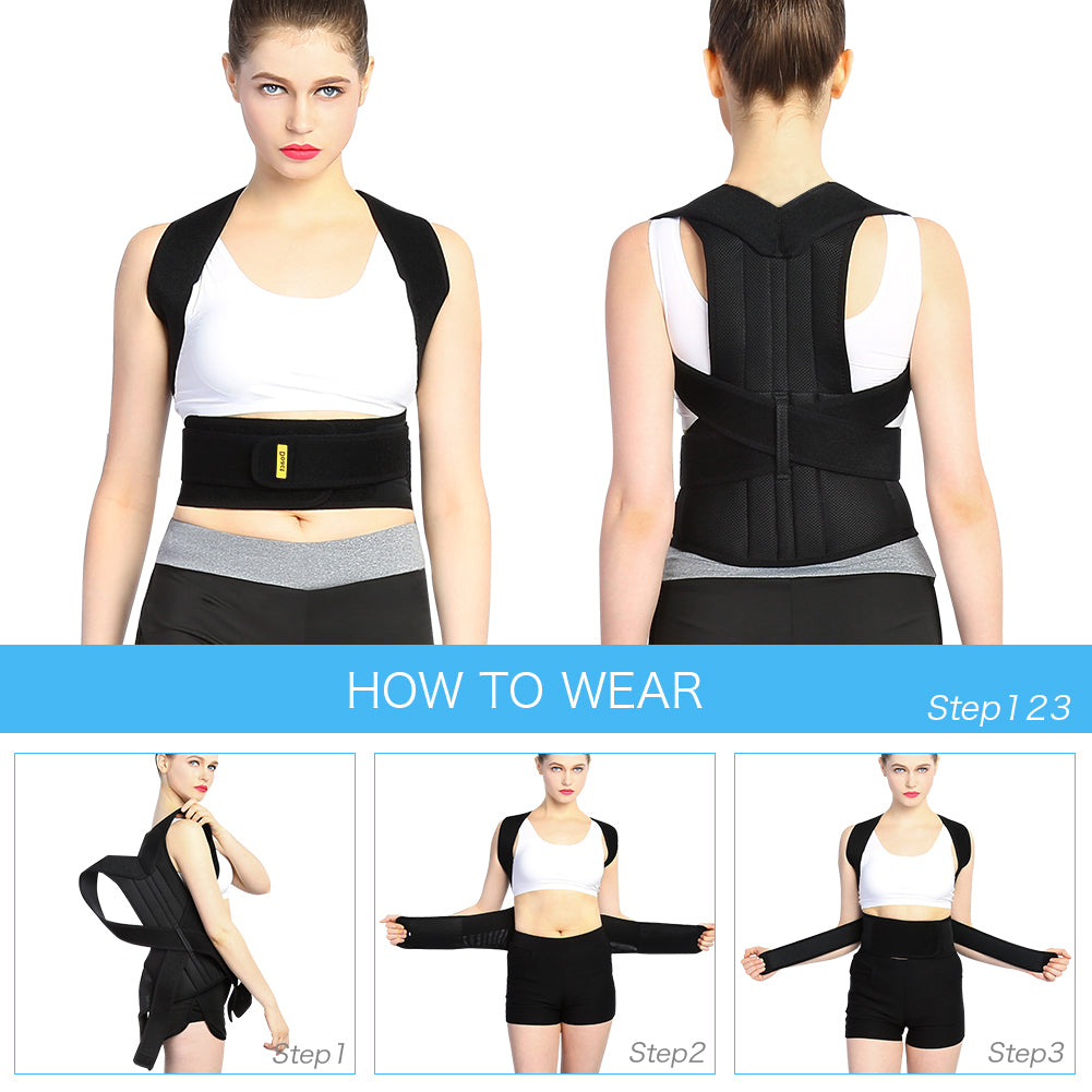 Back Brace Posture Corrector Full Back Support Belts for Upper and Lower Back , with Adjustable Soft Elastic Shoulder Straps, Men Women