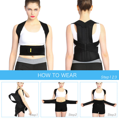 Back Brace Posture Corrector Full Back Support Belts for Upper and Lower Back , with Adjustable Soft Elastic Shoulder Straps, Men Women