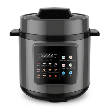 6.5 Quart Electric Pressure Cooker, 16-in-1 Multi Cooker Rice Cooker Slow Cooker Sauté Steamer, Non-Stick Pot, Gray