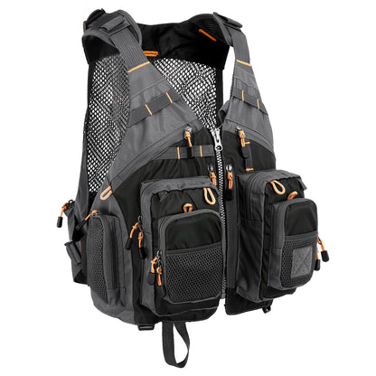 Fly Fishing Vest for Men Women, Comfortable Adjustable Fishing Vest with Multi-Pockets Reflective Stripes, Lightweight and Durable Unisex Strap Fishing Vest Pack, for Fly Bass Fishing,Black