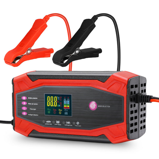 Car Battery Charger, 10Amp 12V 24V Automatic Smart Charger, Battery Maintainer Trickle Charger and Battery Desulfator W/ Temperature Compensation for Car Truck Motorcycle Lawn Mower Lead Acid Battery