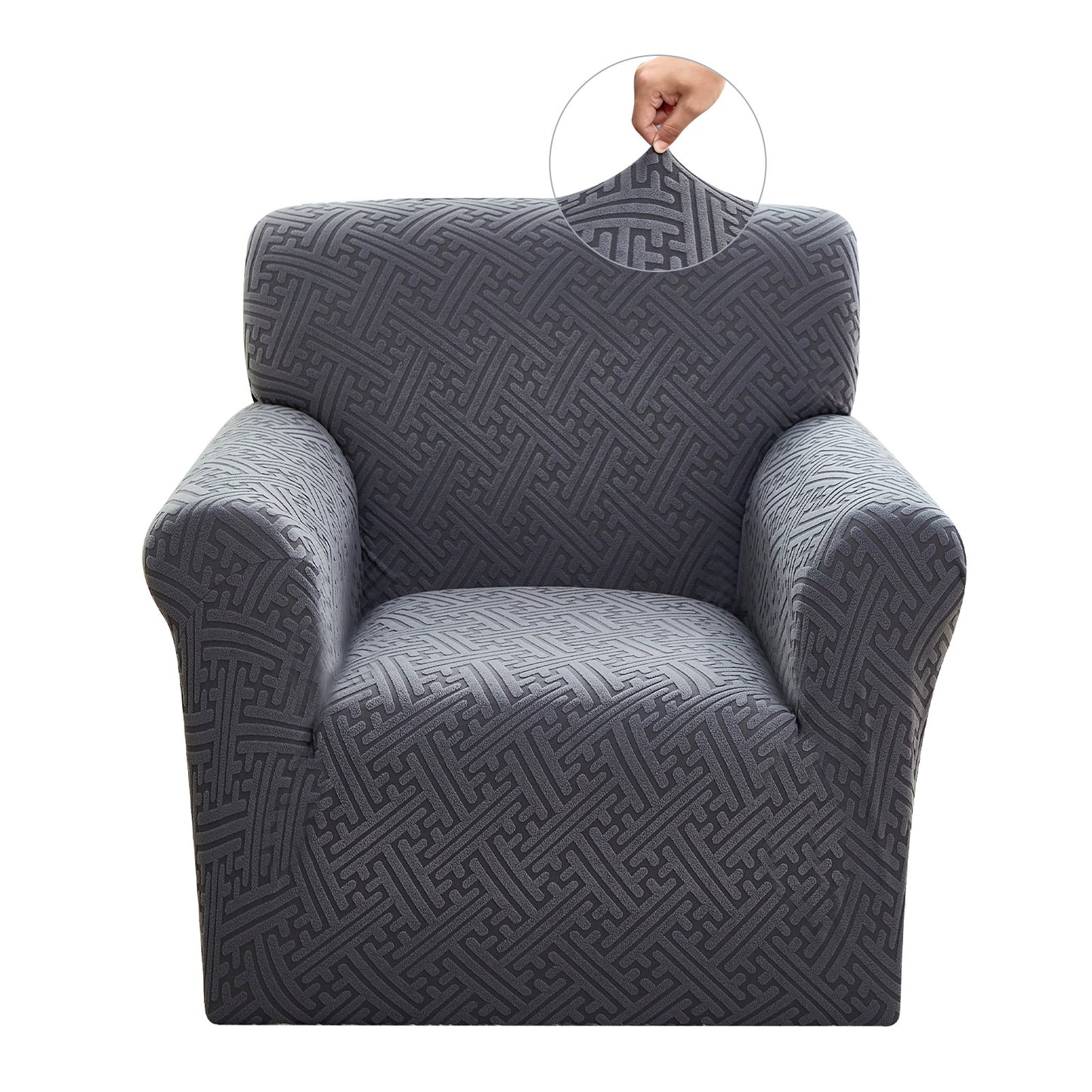 1 Seater 3D Stretch Sofa Cover Couch Slipcover Furniture Protector, Non Slip Soft Fabric Couch Cover, Gray