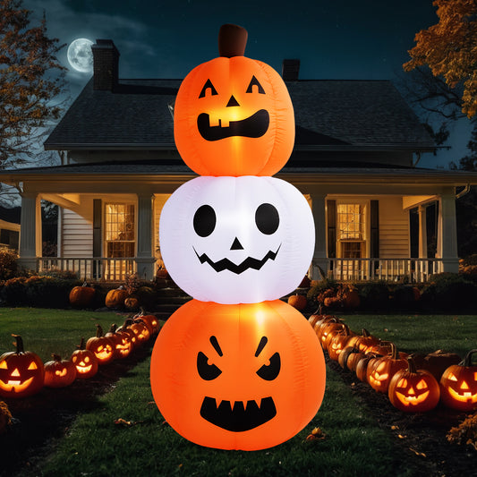 Inflatable Pumpkin Creative Stacked Blow Up Pumpkin with Sand Bags for Outdoor Holiday Decoration