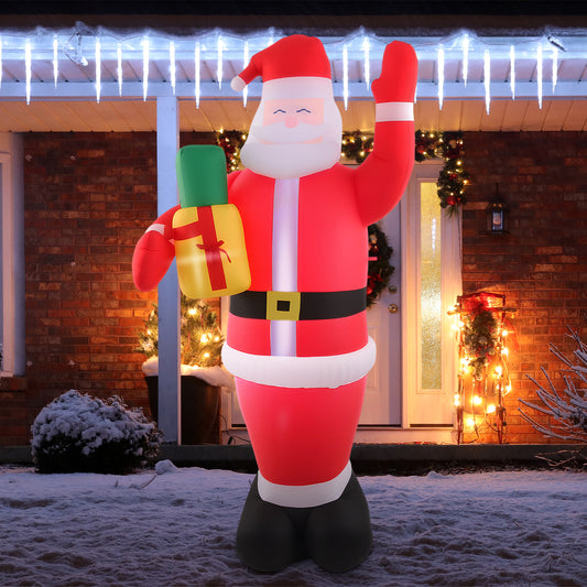 7FT Christmas Inflatables Santa Claus Outdoor Decoration, LED Lights Inflatable Santa Claus with Gift Bag Giant Blow Up Outside Xmas Decorations for Yard Garden Lawn Party Holiday Decor