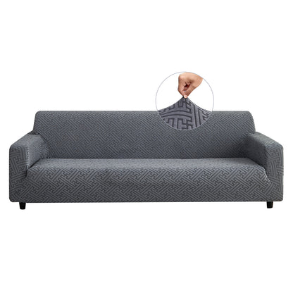 4 Seaters 3D Stretch Sofa Couch Slipcover Furniture Protector, Non Slip Soft Fabric Couch Cover, Gray