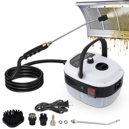 Steam Cleaner,2500W Handheld High Temperature Pressurized Steamer for Cleaning,10S Fast Heating, with 3Pcs Brush Heads for Kitchen/Furniture/Bathroom/Car,White