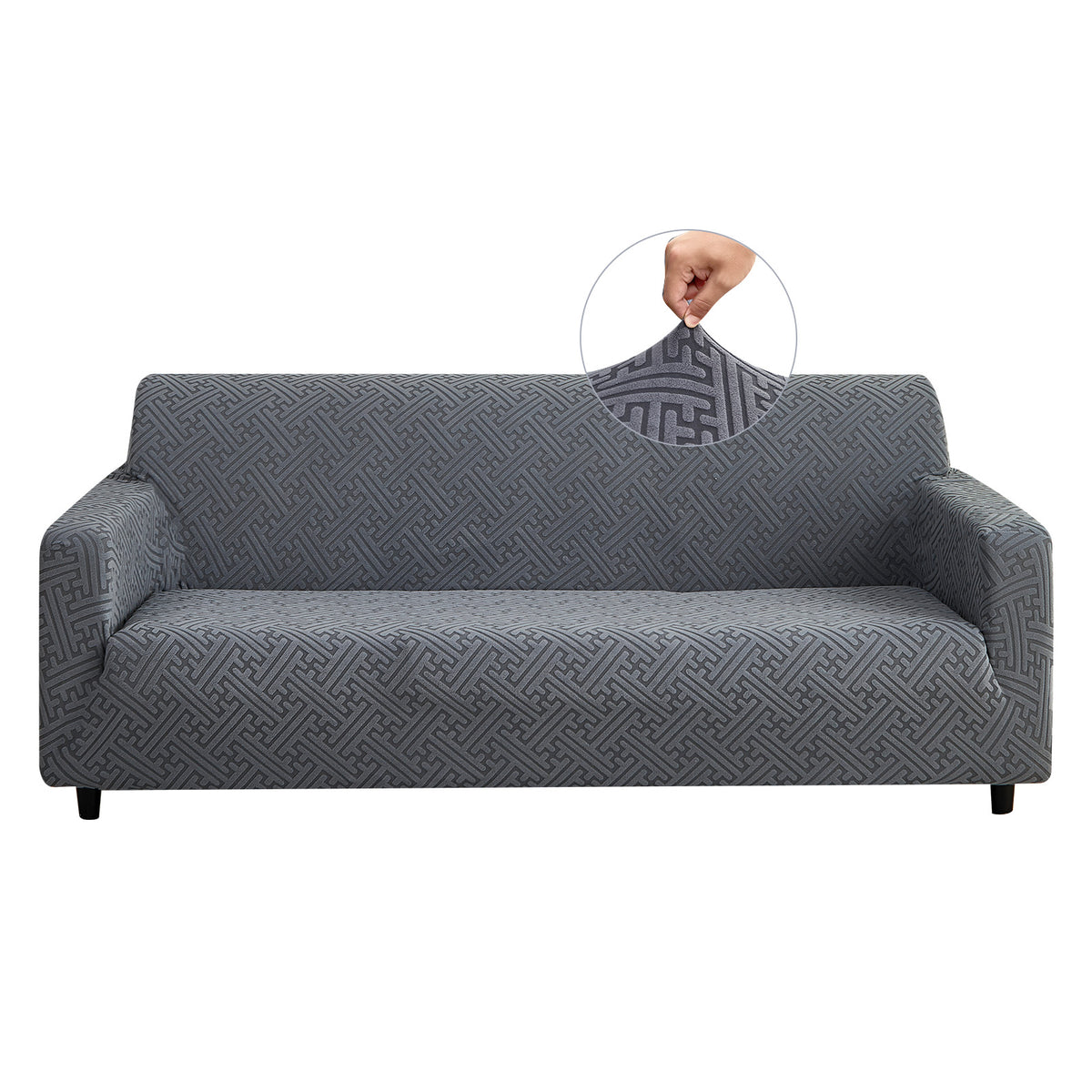 3 Seaters 3D Stretch Sofa Couch Slipcover Furniture Protector, Non Slip Soft Fabric Couch Cover, Gray