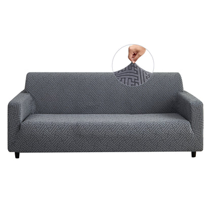 3 Seaters 3D Stretch Sofa Couch Slipcover Furniture Protector, Non Slip Soft Fabric Couch Cover, Gray