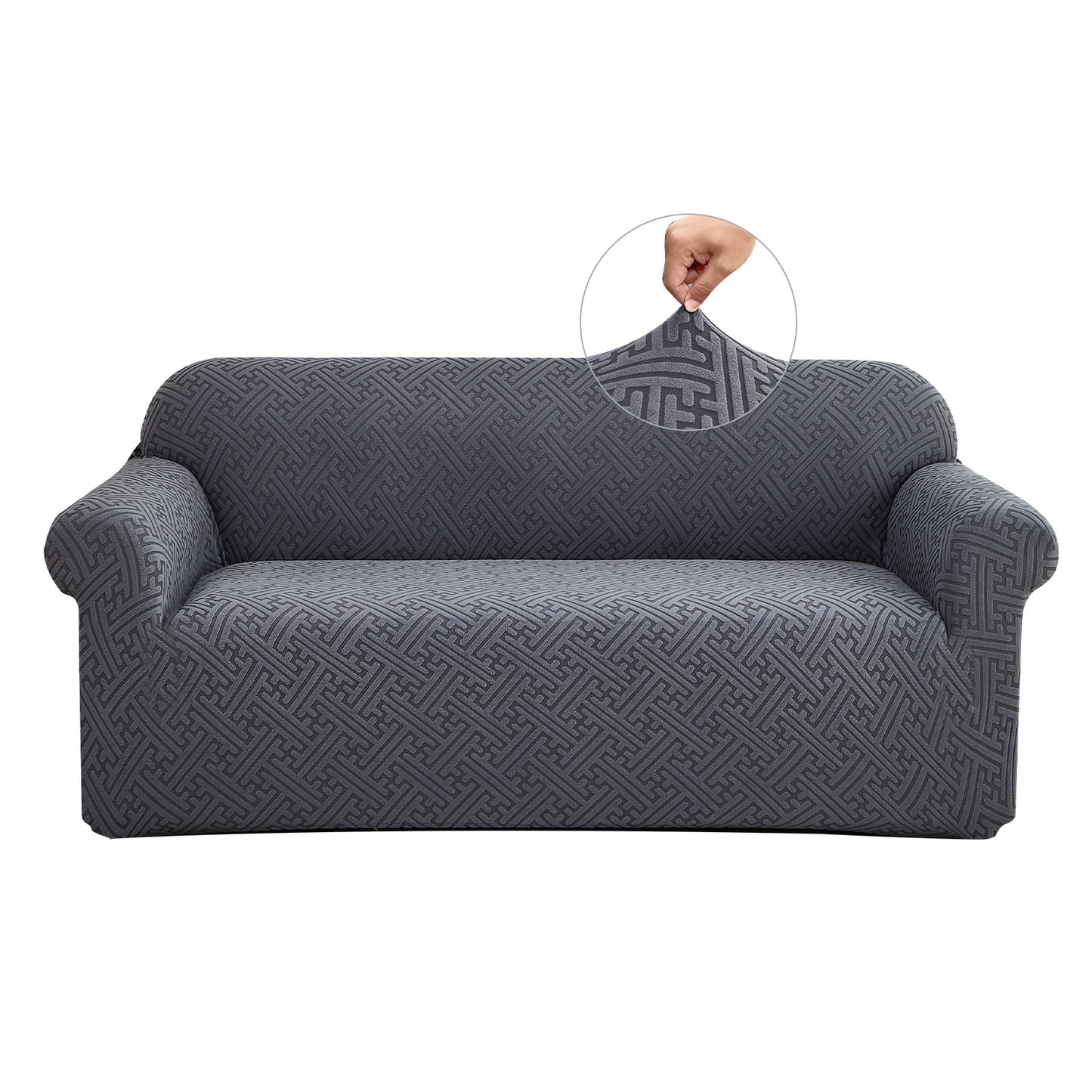 2 Seaters 3D Stretch Sofa Couch Slipcover Furniture Protector, Non Slip Soft Fabric Couch Cover, Gray