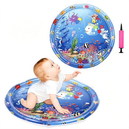 Tummy Time Water Play Mat for Babies Inflatable Activity Center, Infant Baby Water Mat with Air Pump for Newborn Infant Toddler Boy Girl