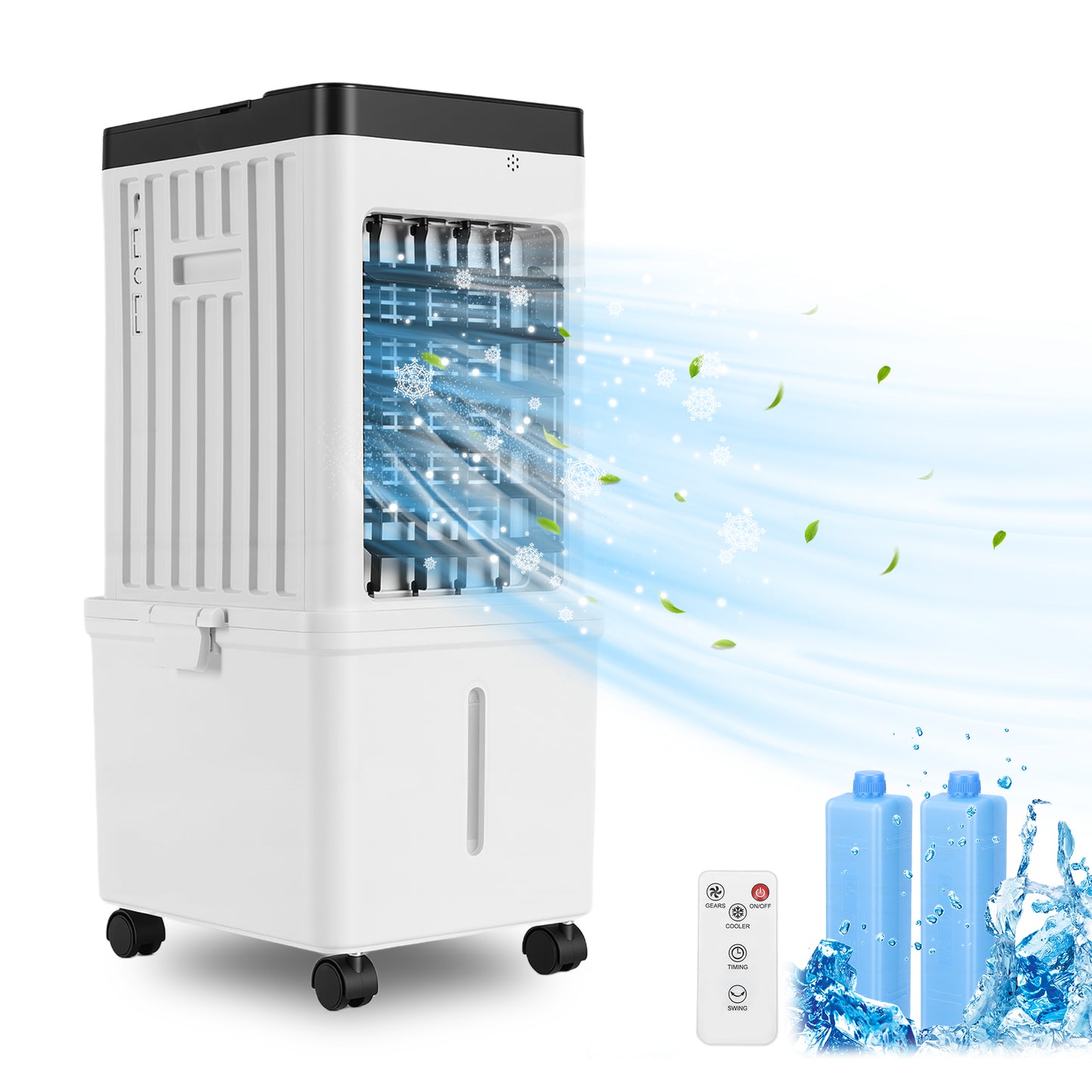3-in-1 Evaporative Air Cooler Portable Air Cooling Oscillation Fan with Remote Control for Home,White