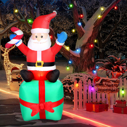 6 FT Christmas Inflatables Outdoor Decorations Santa Claus with Big Toy Gift Box, Blow-Up Yard Christmas Decor with LED Lights Display for Holiday/Christmas/Party/Yard/Garden