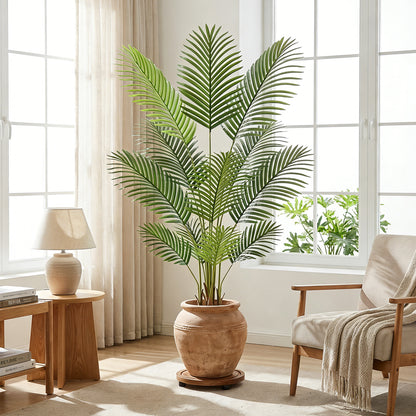 6ft Artificial Palm Plants, 6ft Fake Palm Tree, Pre Potted Faux Greenry Tree for Home Decor Office House Living Room Indoor Outdoor, Big Fake Plants Fake House Plants