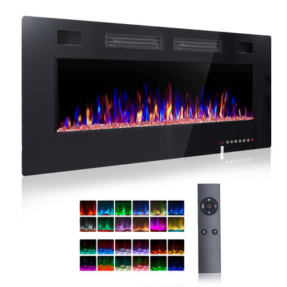 42in 5100BTU Indoor Electric Ultra Thin Mute Fireplace, Wall Mounted Recessed Adjustable Multiple Flame Colors & 5 Speeds & 8H Timer Fireplace with Touch Screen and Remote Control