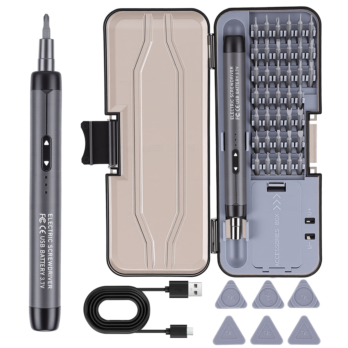 48 In 1 3.7V Cordless Electric Screwdriver Kit, 2.5 N.m Torque with 38 Piece CRV Bits,Charge Battery & Magnetic Holder - Ideal for Electronics Repair (Phones, Laptops, Watches)