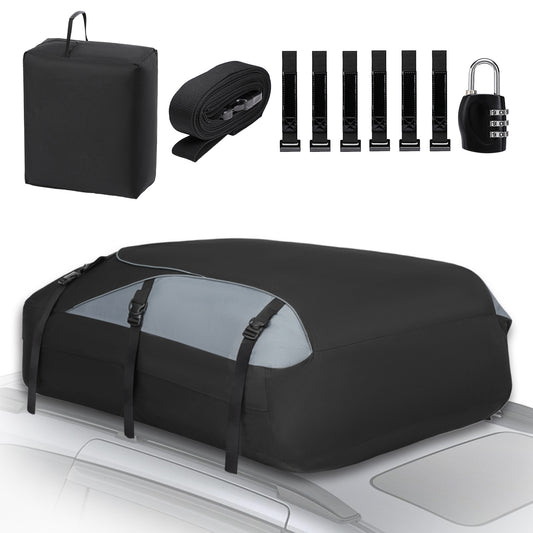 Car Top Cargo Carrier, 21 Cubic Ft 1000D Waterproof Vehicle Soft-Shell Carriers For Cars With/Without Luggage Rack, Car Roof Bag With Combination Lock, 6 Door Hooks, Reinforced