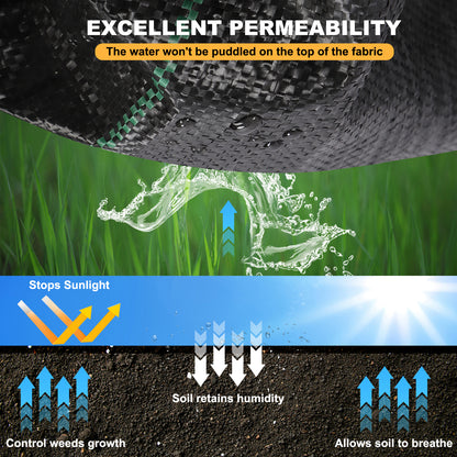 3' x 300' Weed Barrier Landscape Fabric with UV Protection, Heavy Duty Garden Fabric Weed Barrier Black Mulch for Landscaping