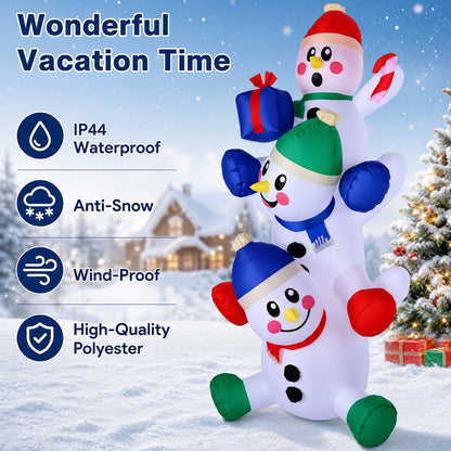 6 FT Christmas Inflatable Decoration Stacked Snowman with Build-in LEDs Blow Up Inflatables for Xmas Party, Home Indoor Outdoor Christmas Décor Yard Garden Lawn Winter Holiday Supplies Décor