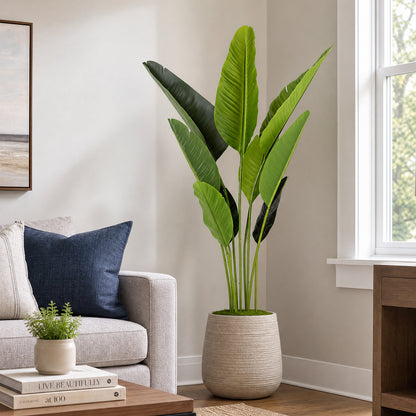 4ft Artificial Bird Of Paradise Plants with 9 Stems, Tall Faux Paradise Tree, Artificial Plants for Home Office Decor