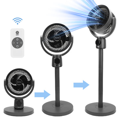 Pedestal Fan for Home, 2-in-1 Oscillating Fans for Table or Floor with Remote,5 Speeds,3 Timer,LED Light,140° Horizontal + 90° Vertical Standing Fan