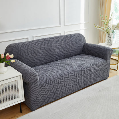 2 Seaters 3D Stretch Sofa Couch Slipcover Furniture Protector, Non Slip Soft Fabric Couch Cover, Gray