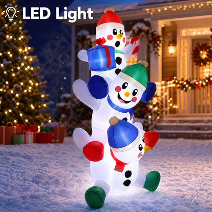 6 FT Christmas Inflatable Decoration Stacked Snowman with Build-in LEDs Blow Up Inflatables for Xmas Party, Home Indoor Outdoor Christmas Décor Yard Garden Lawn Winter Holiday Supplies Décor